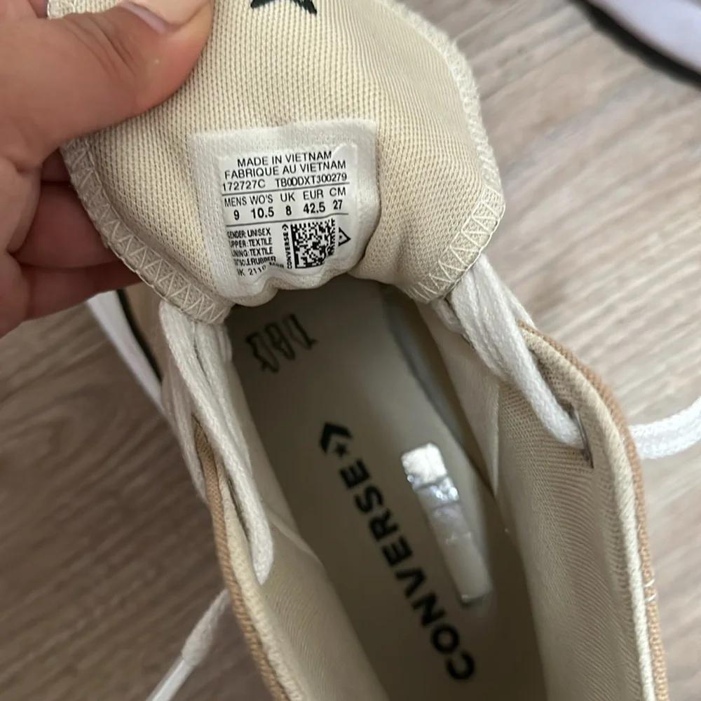 Converse Beige High-Top Platform Sneakers with White Accents - Picture 7 of 8